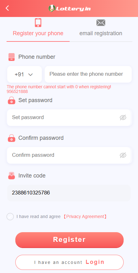 Register on 1 Lottery