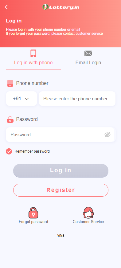 Log in to 1 Lottery